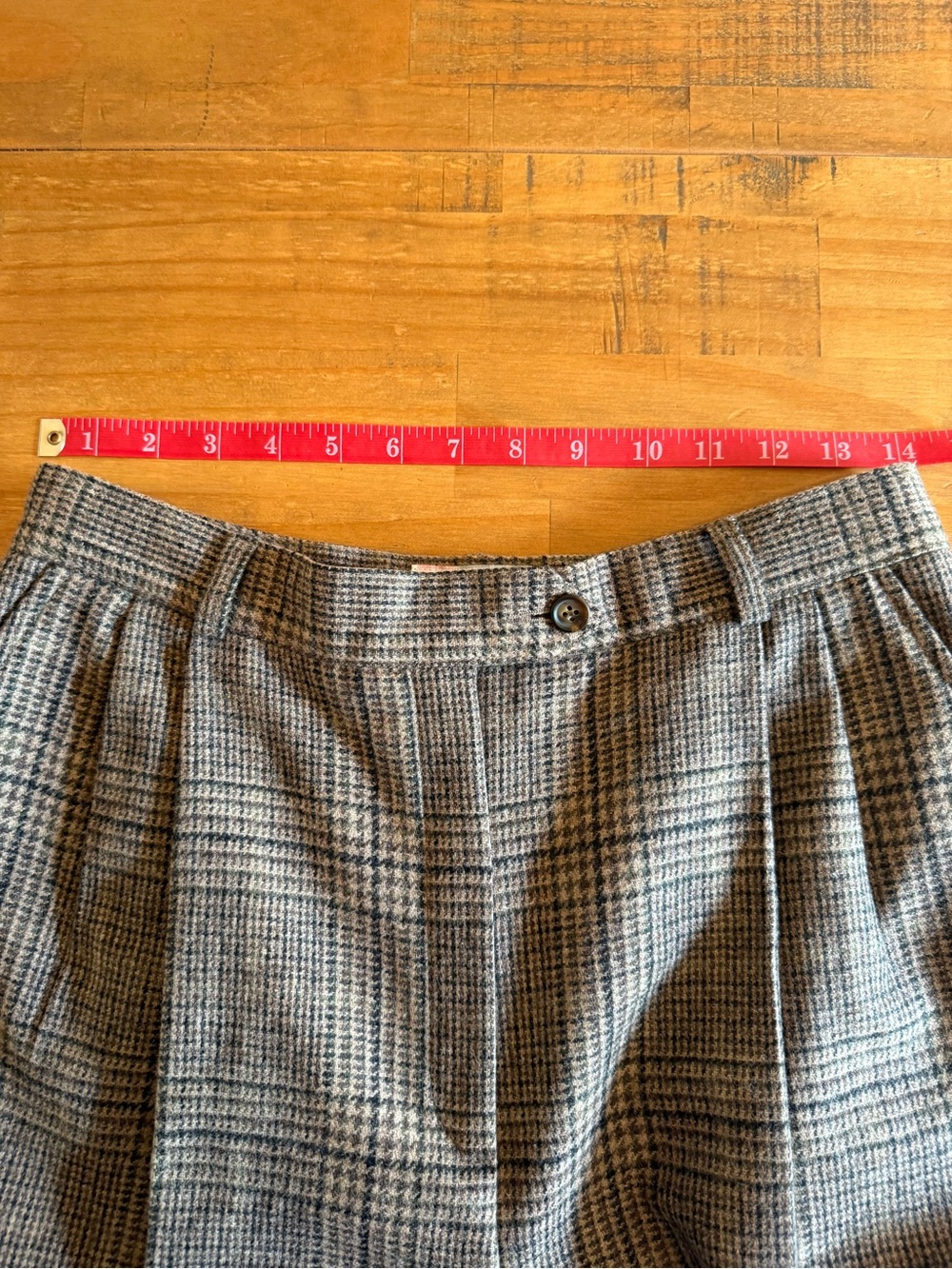 Vintage 90’s High-Waist Plaid Wide-Leg Trousers - Brown - Picture 9 of 10